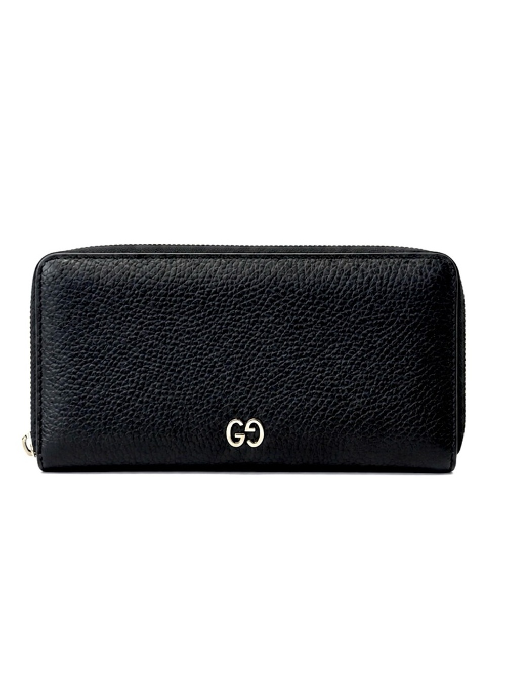 GUCCI Dorian Zip-Around Black Pebbled Leather Long Wallet NEW